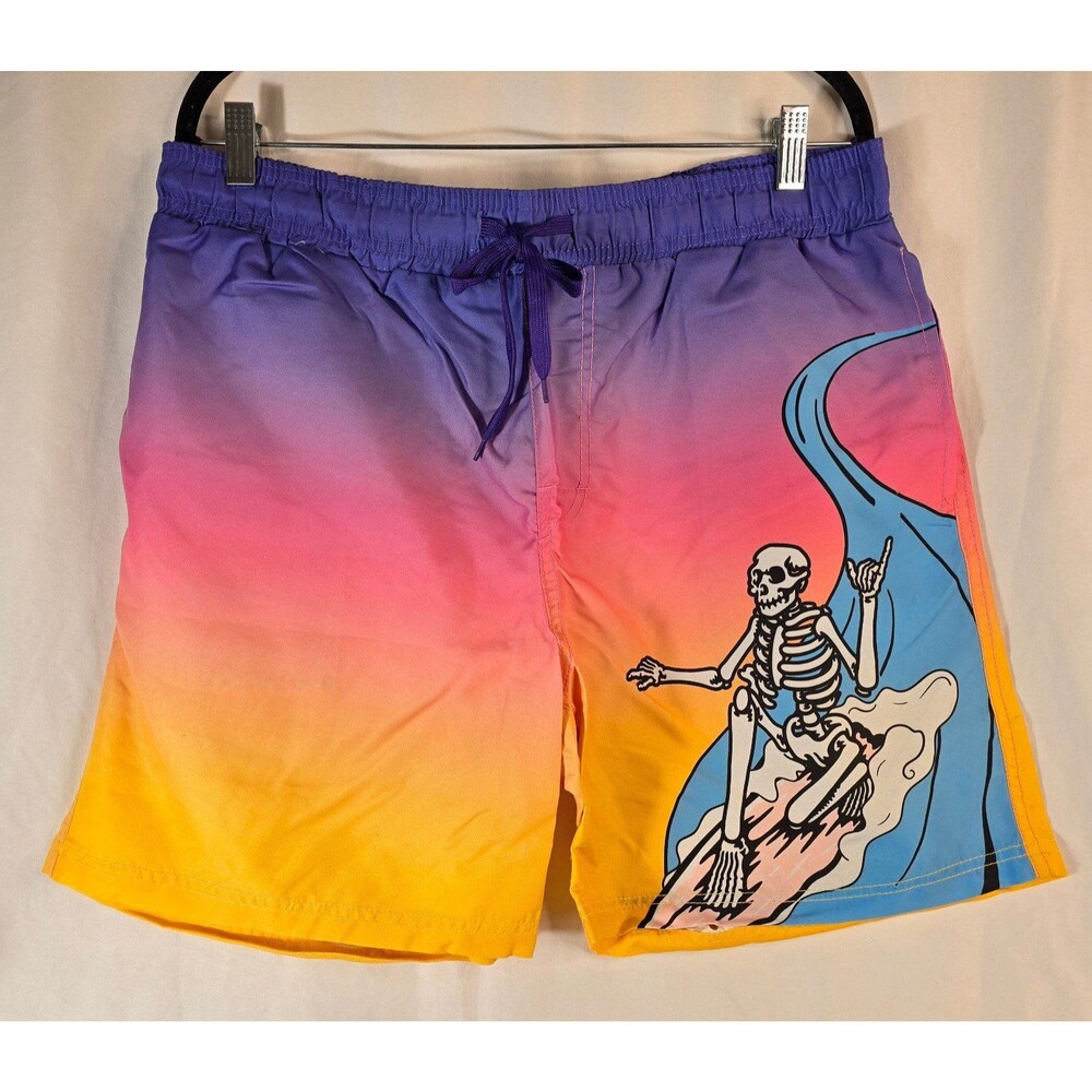 Chemistry Tie Dye Gradient Skeleton Swim Surf  Trunks Shorts XL Colorful  Mesh